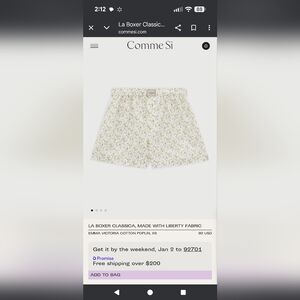 Comme Si La Boxer Classica, made with Liberty fabric